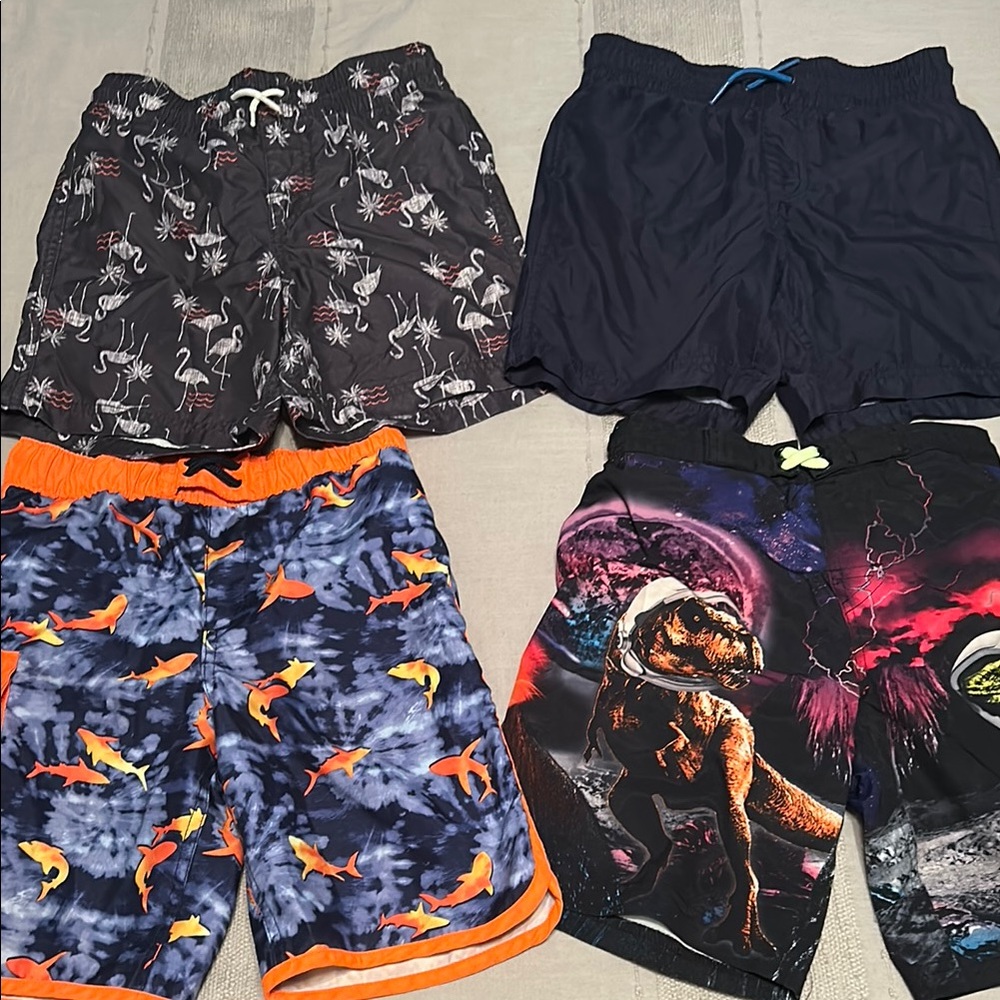 Lands' End Old Navy Boys Orange Blue  Swim Trunks Lot Medium 8